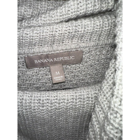 Banana Republic Funnel Neck Sweater Light Gray Merino Wool Alpaca Blend Medium - Picture 4 of 6